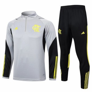 CR Flamengo Gray Training Technical Soccer Tracksuit 2024