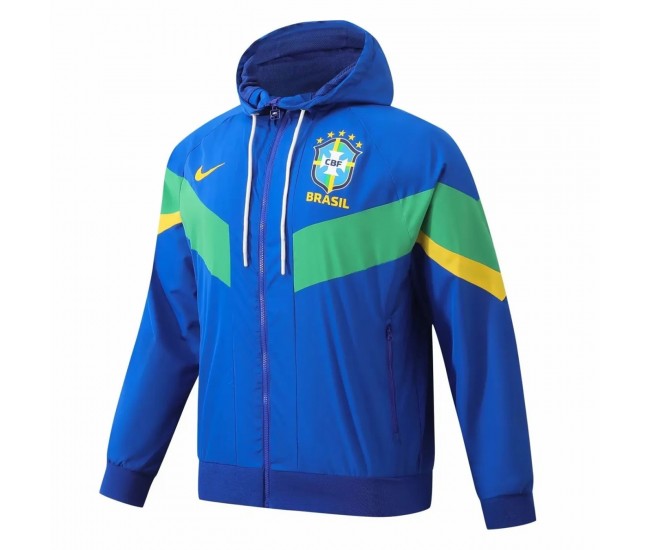 Brazil Mens Hooded Windbreaker Soccer Jacket 2024