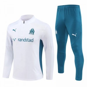 Olympique Marseille White Training Technical Soccer Tracksuit 2024