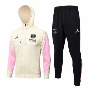 PSG Jordan Beige Training Hooded Presentation Football Tracksuit 2024