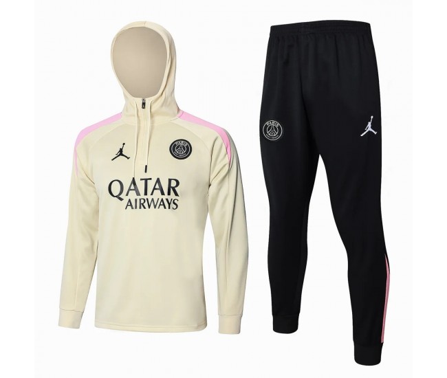 PSG Jordan Beige Training Hooded Technical Soccer Tracksuit 2024