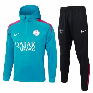 PSG Blue Training Hooded Technical Soccer Tracksuit 2024