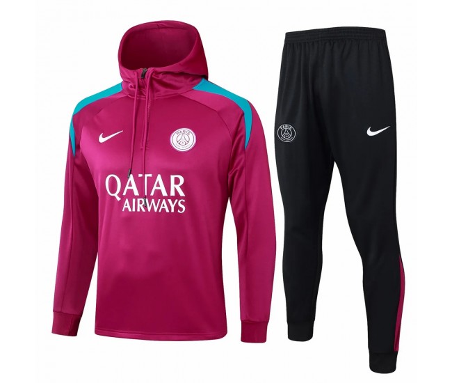 PSG Maroon Training Hooded Technical Soccer Tracksuit 2024