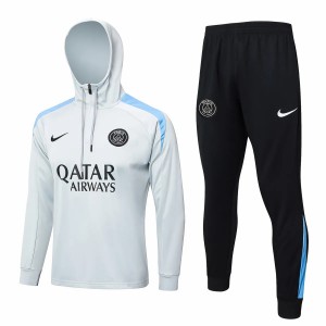 PSG White Training Hooded Technical Soccer Tracksuit 2024