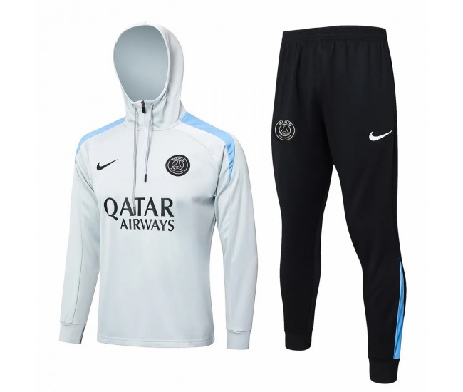 PSG White Training Hooded Technical Soccer Tracksuit 2024