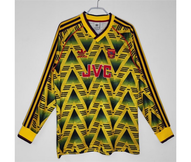 Arsenal FC Men Long Sleeve Away Retro Soccer Jersey 1990