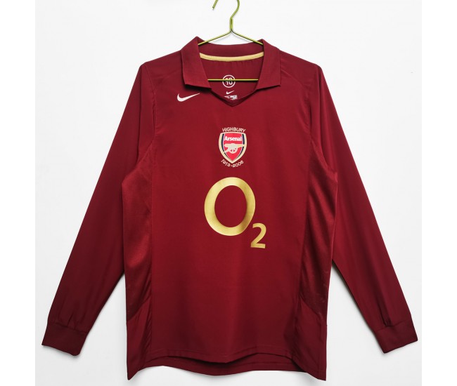 Arsenal FC Men Long Sleeve Home Retro Soccer Jersey 2005