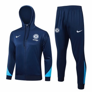 Chelsea Navy Training Hooded Presentation Soccer Tracksuit 2024