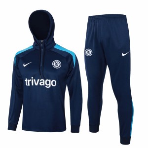 Chelsea Navy Training Hooded Technical Soccer Tracksuit 2024