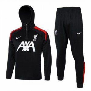 Liverpool FC Black Training Hooded Technical Soccer Tracksuit 2024