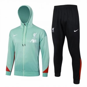 Liverpool FC Green Training Hooded Presentation Soccer Tracksuit 2024