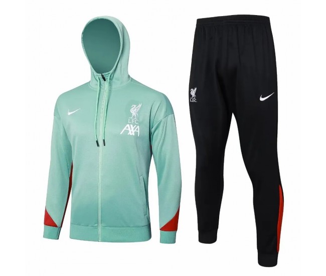 Liverpool FC Green Training Hooded Presentation Soccer Tracksuit 2024