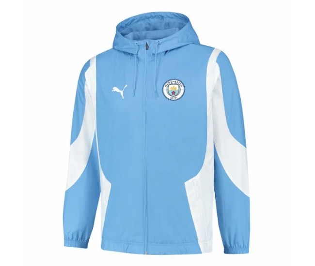 Manchester City Mens Pre Match Anthem Full Zip Hoodie Soccer Jacket 2023