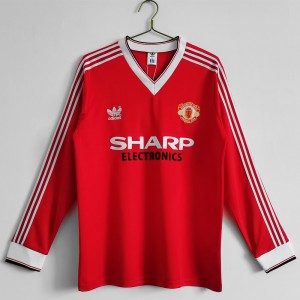 Manchester United FC Men Long Sleeve Home Retro Soccer Jersey 1983 