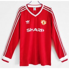 Manchester United Men FC Long Sleeve Home Retro Soccer Jersey 1986