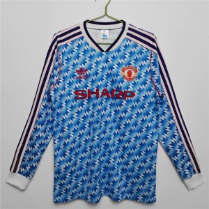 Manchester United FC Men Long Sleeve Away Retro Soccer Jersey 1990 