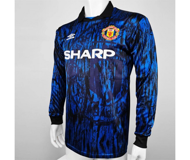 Manchester United FC Men Long Sleeve Away Retro Soccer Jersey 1992