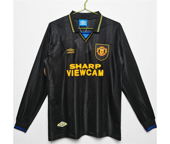 Manchester United FC Men Long Sleeve Away Retro Soccer Jersey 1993