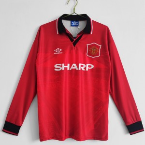 Manchester United FC Men Long Sleeve Home Retro Soccer Jersey 1994