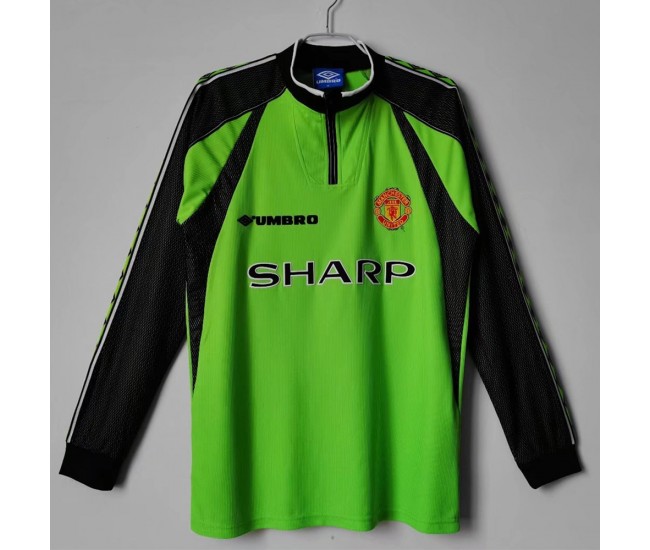 Manchester United FC Men Long Sleeve Goalkeeper Retro Soccer Jersey 1998