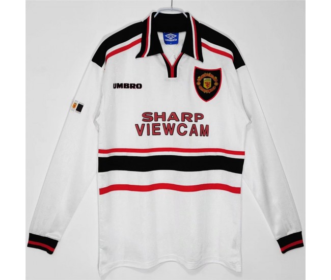 Manchester United FC Men Long Sleeve Away Retro Soccer Jersey 1998