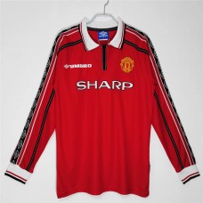 Manchester United FC Men Long Sleeve Home Retro Soccer Jersey 1998