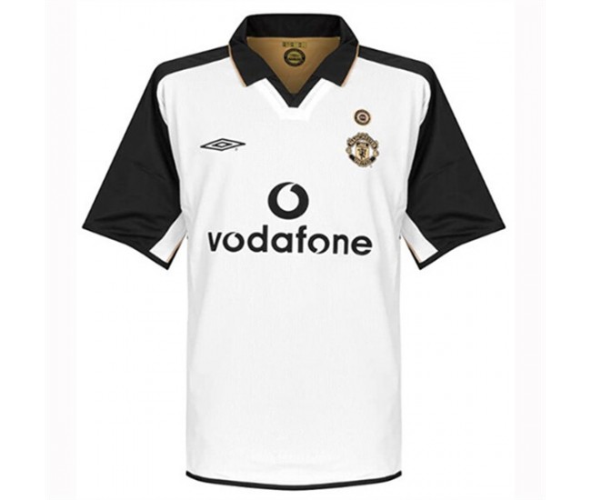 Manchester United FC Men Centenary White Retro Soccer Jersey 2001