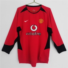 Manchester United FC Men Long Sleeve Home Retro Soccer Jersey 2002