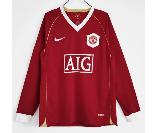 Manchester United FC Men Long Sleeve Home Retro Soccer Jersey 2006