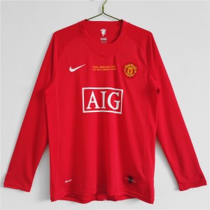 Manchester United FC Men Euro Long Sleeve Home Retro Soccer Jersey 2007-2008