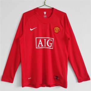 Manchester United FC Men Long Sleeve Home Retro Soccer Jersey 2007