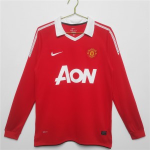 Manchester United FC Men Long Sleeve Home Retro Soccer Jersey 2010