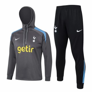 Tottenham Hotspur Grey Training Hooded Technical Soccer Tracksuit 2024