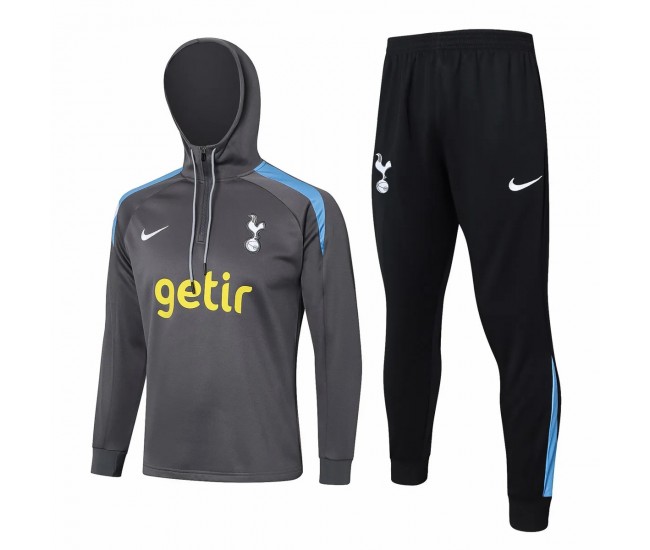 Tottenham Hotspur Grey Training Hooded Technical Soccer Tracksuit 2024