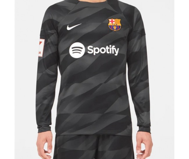 FC Barcelona Mens Black Goalkeeper Soccer Jersey 2023