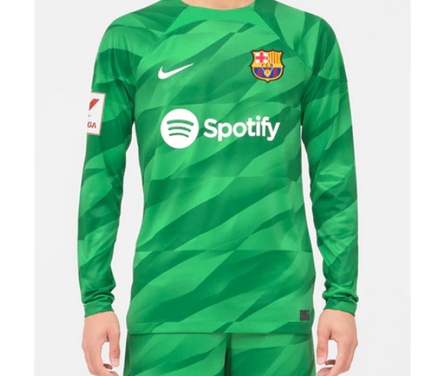 FC Barcelona Mens Green Goalkeeper Soccer Jersey 2023