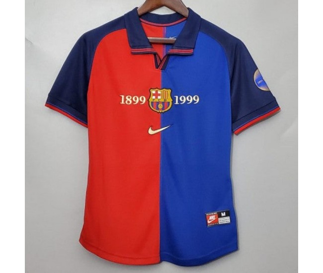 FC Barcelona Men Centenary Home Retro Soccer Jersey 1899