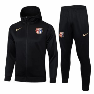 FC Barcelona Black Hooded Presentation Soccer Tracksuit 2024