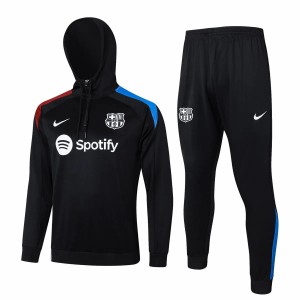 FC Barcelona Black Hooded Technical Soccer Tracksuit 2024