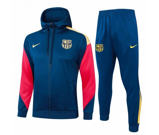 FC Barcelona Navy Hooded Presentation Soccer Tracksuit 2024