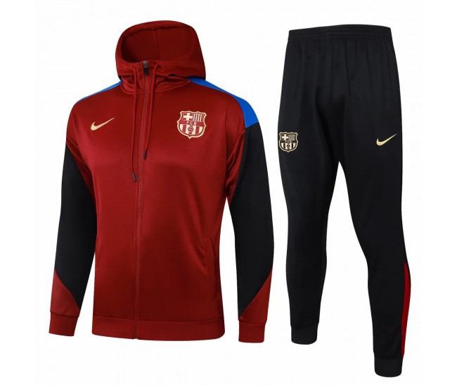 FC Barcelona Red Hooded Presentation Soccer Tracksuit 2024