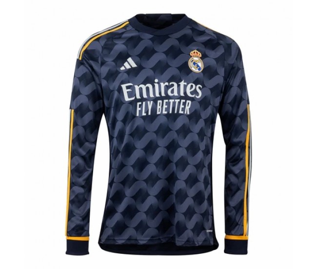 Real Madrid Mens Long Sleeve Away Soccer Jersey 2023