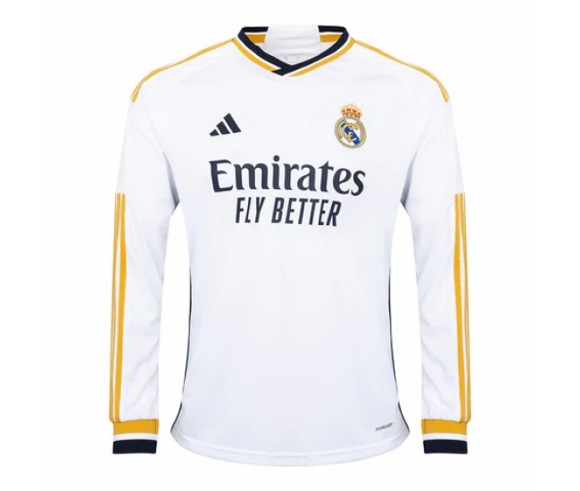 Real Madrid Mens Long Sleeve Home Soccer Jersey 2023