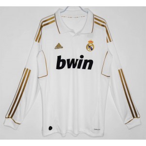 Real Madrid Men Long Sleeve Home Retro Soccer Jersey 2011