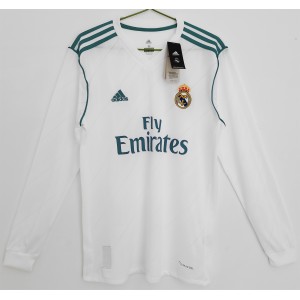 Real Madrid Men Long Sleeve Home Retro Soccer Jersey 2017