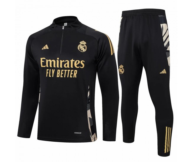 Real Madrid Black Training Technical Soccer Tracksuit 2024