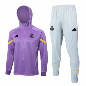 Real Madrid Purple Hooded Presentation Soccer Tracksuit 2024