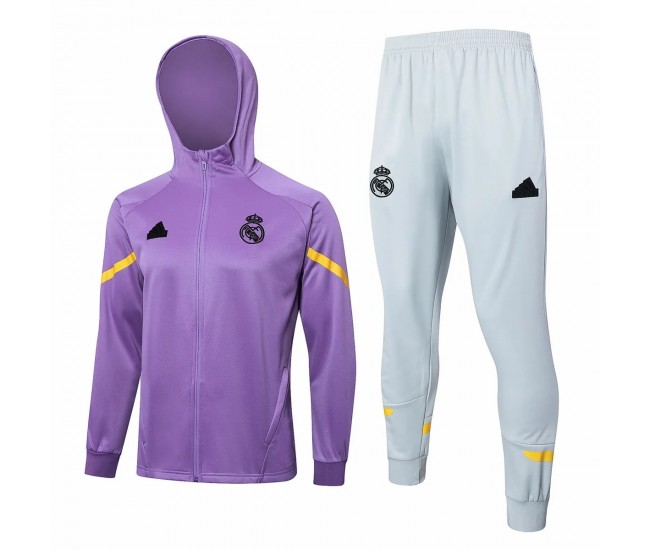 Real Madrid Purple Hooded Presentation Soccer Tracksuit 2024