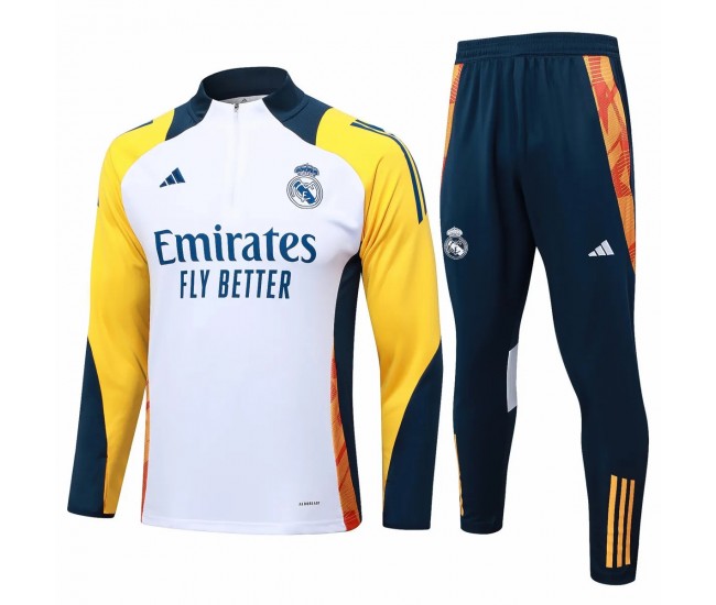 Real Madrid White Training Technical Soccer Tracksuit 2024