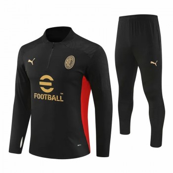 AC Milan Black Training Technical Soccer Tracksuit 2024